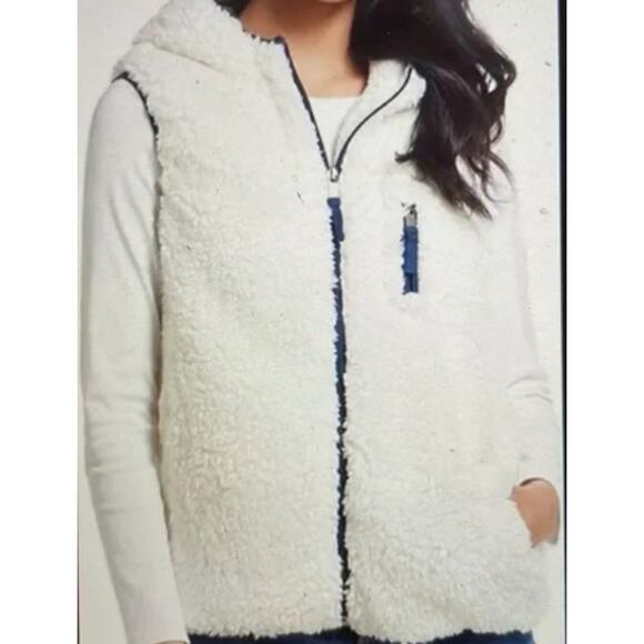 Weatherproof Vintage Womens Sherpa Vest Size S Cream Full Zip Pocket Cozy - Picture 1 of 9